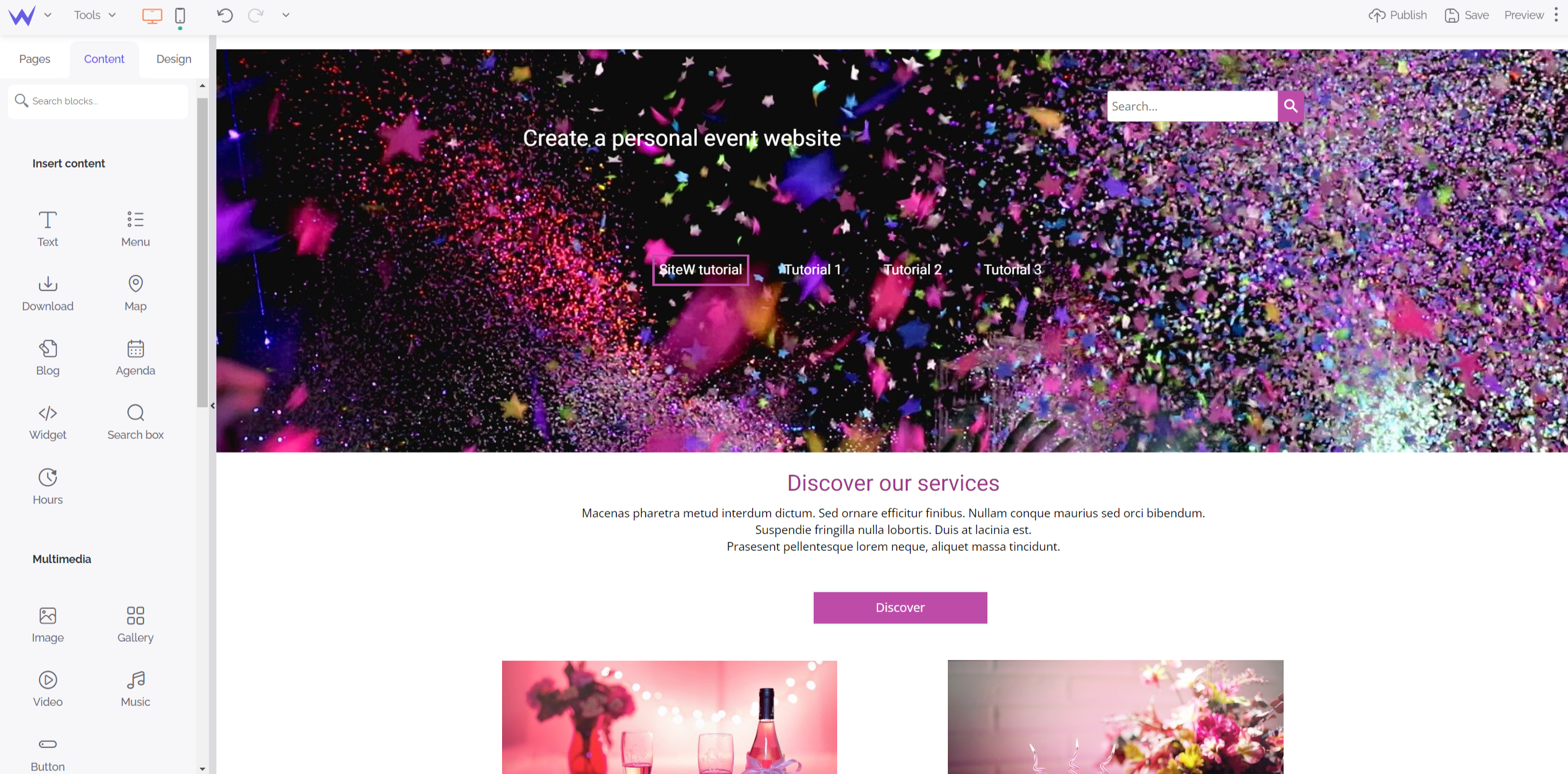 Create a personal event website