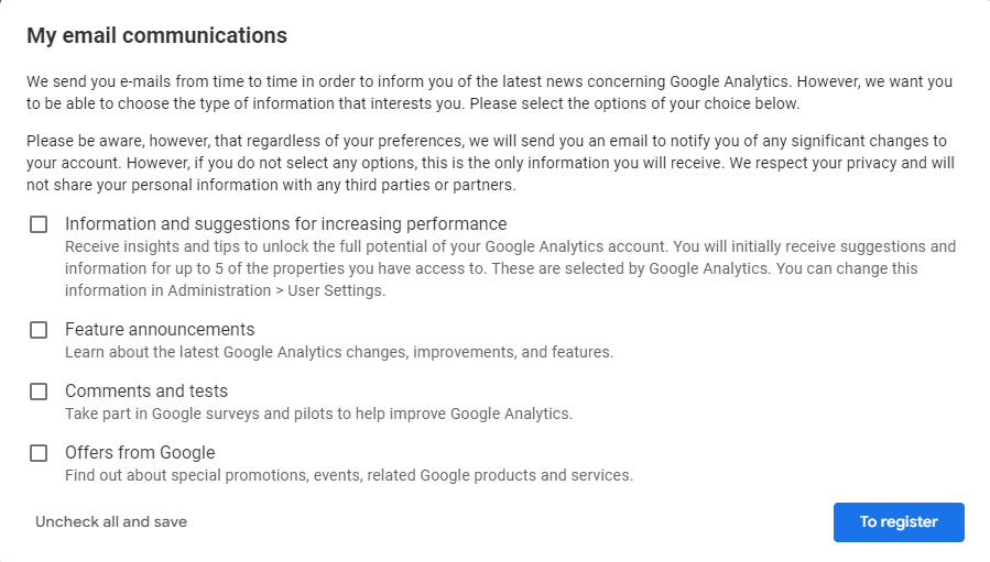 google analytics emails