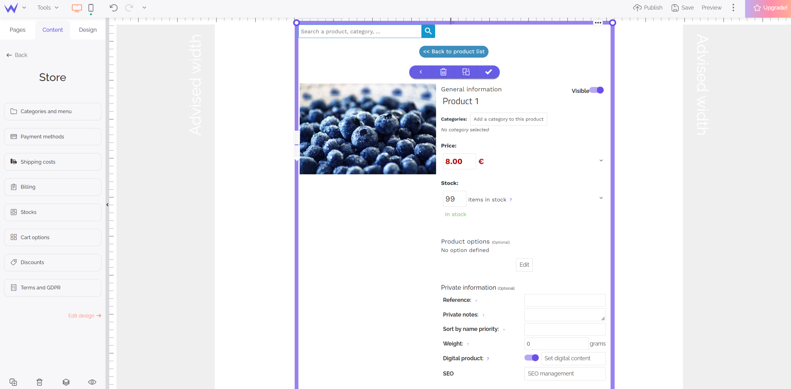 How to create a website in php store block