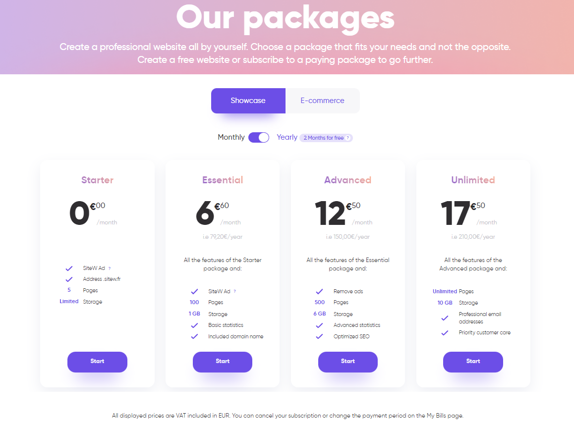 sitew pricing