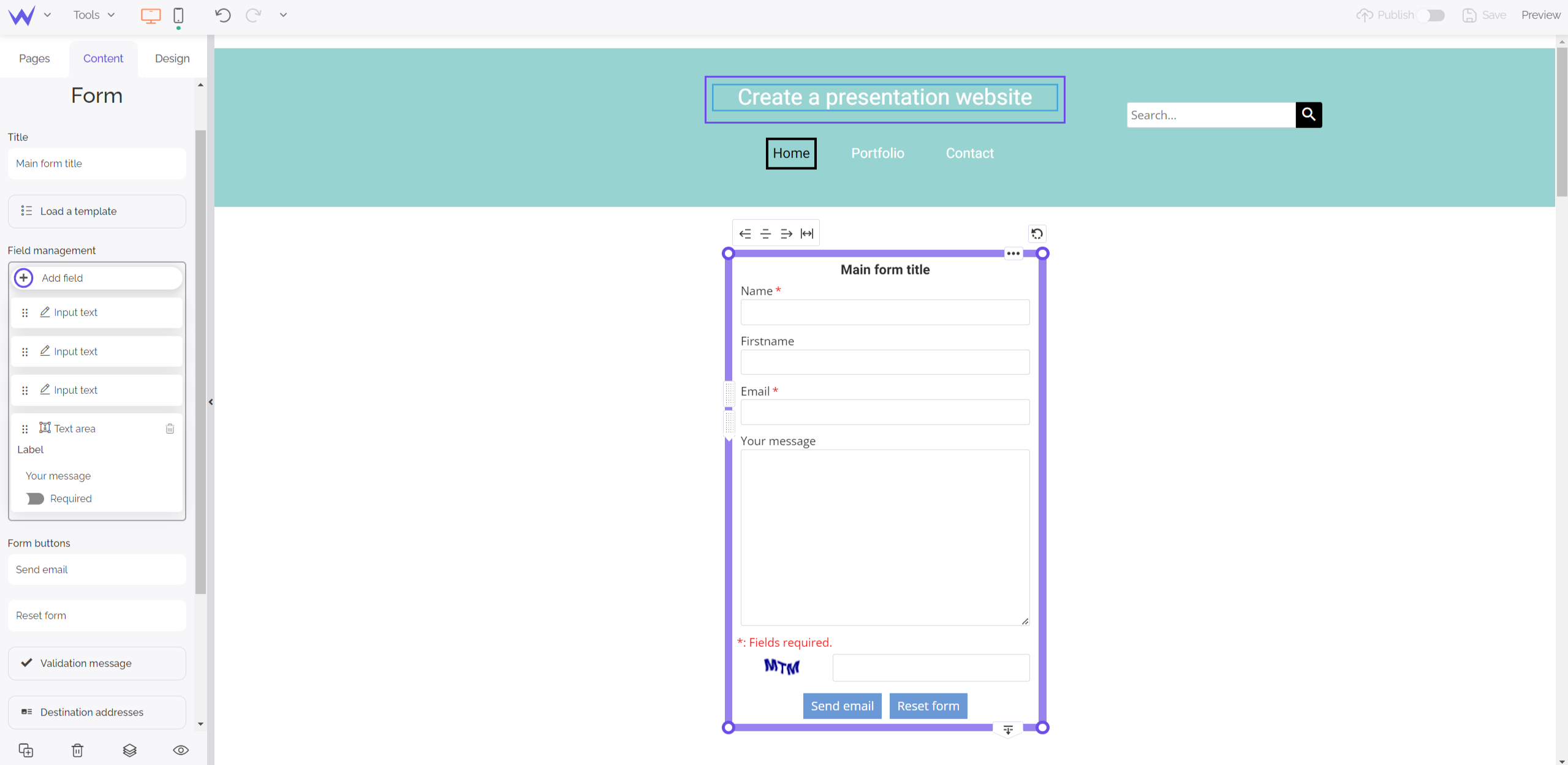 SiteW blocks: Form