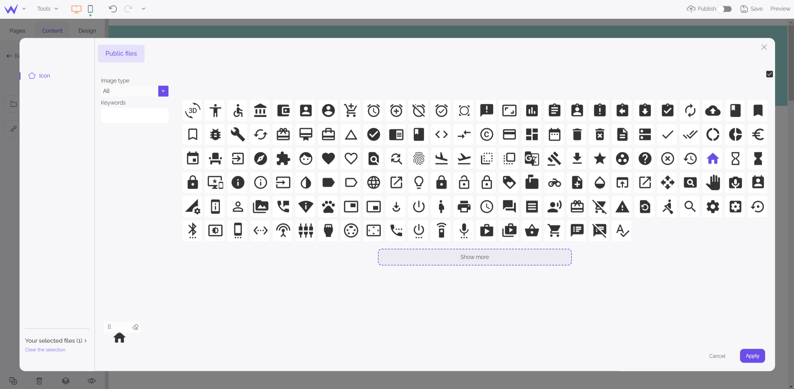 SiteW blocks: Icons