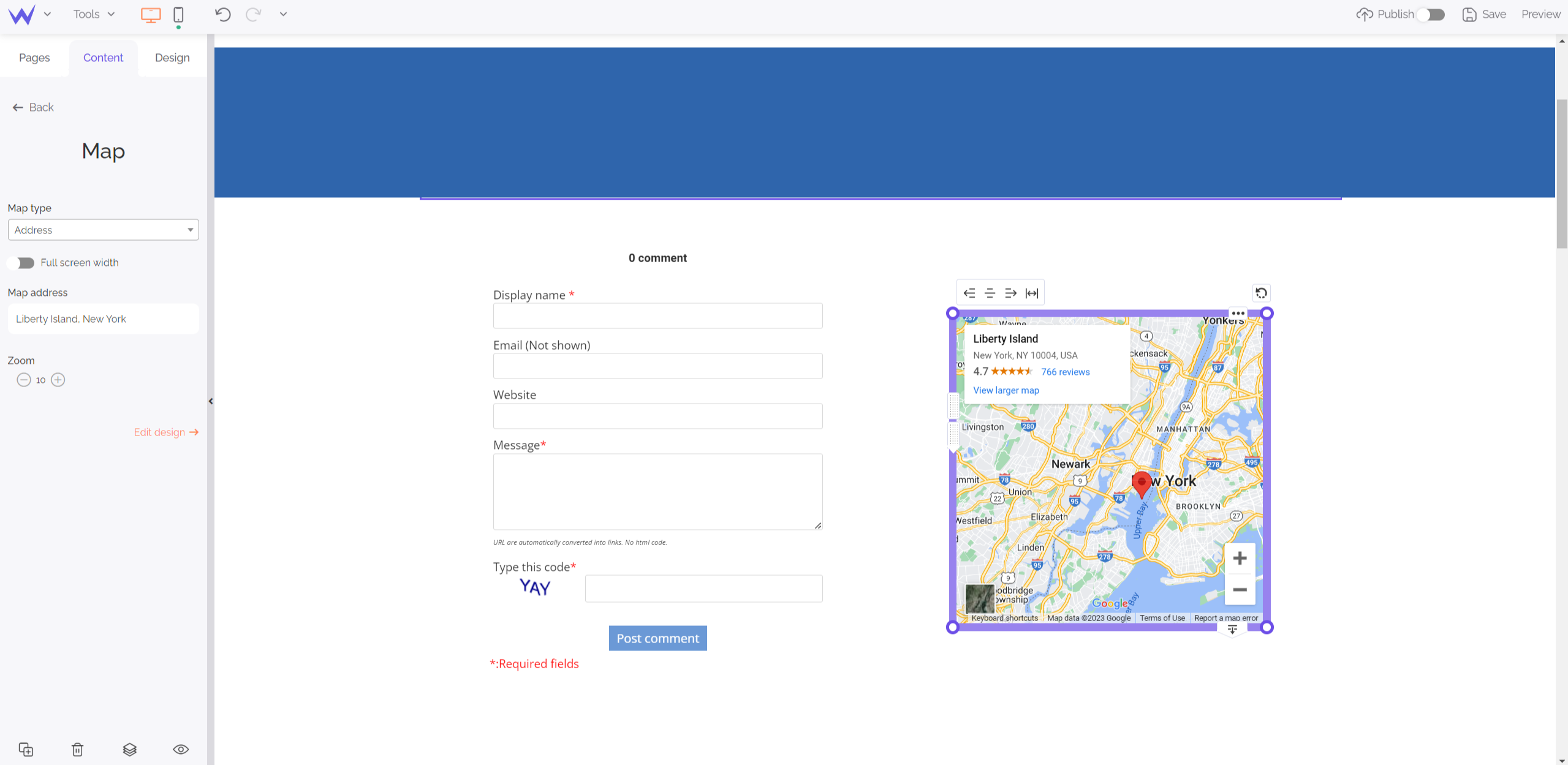 SiteW blocks: Map