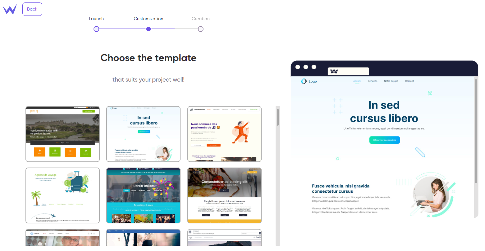 Professional templates of SiteW