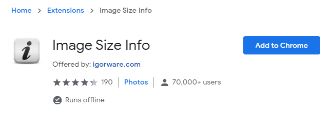 image size info