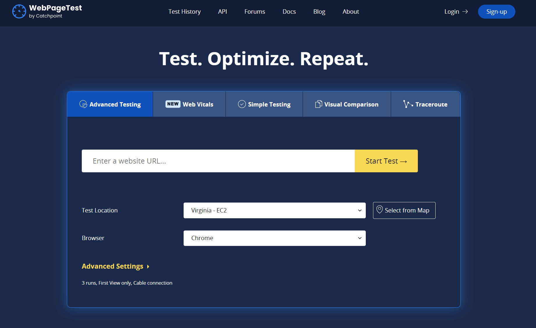 Cómo se mide el LCP: WebPageTest