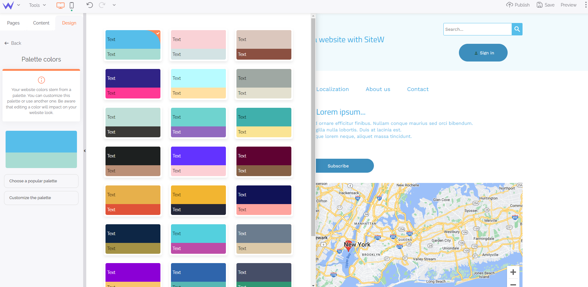 colour palette of sitew