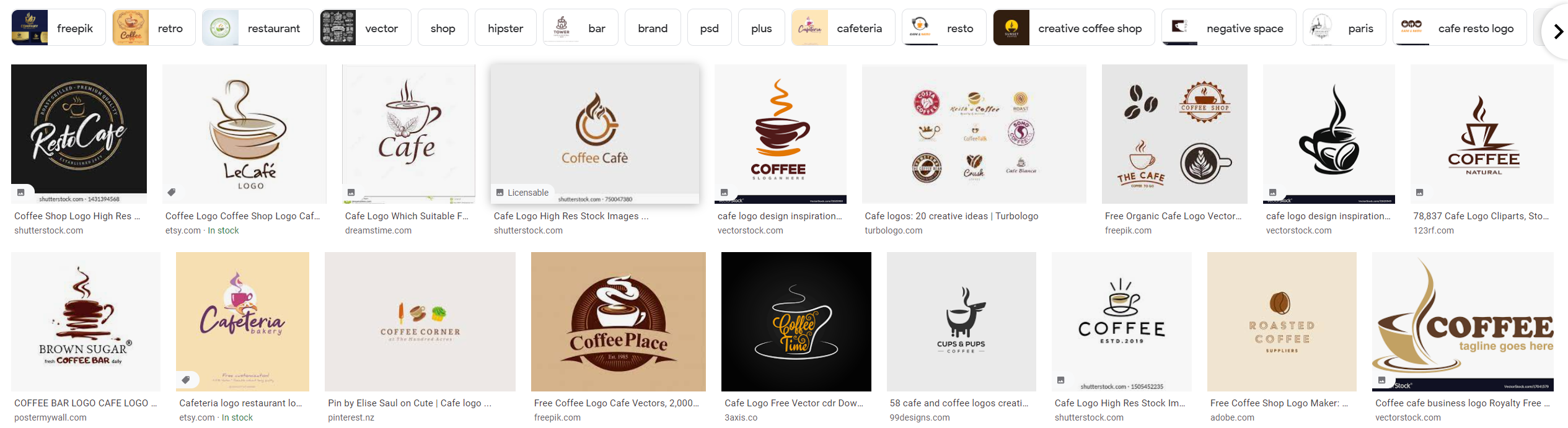 examples of logos for the cafés