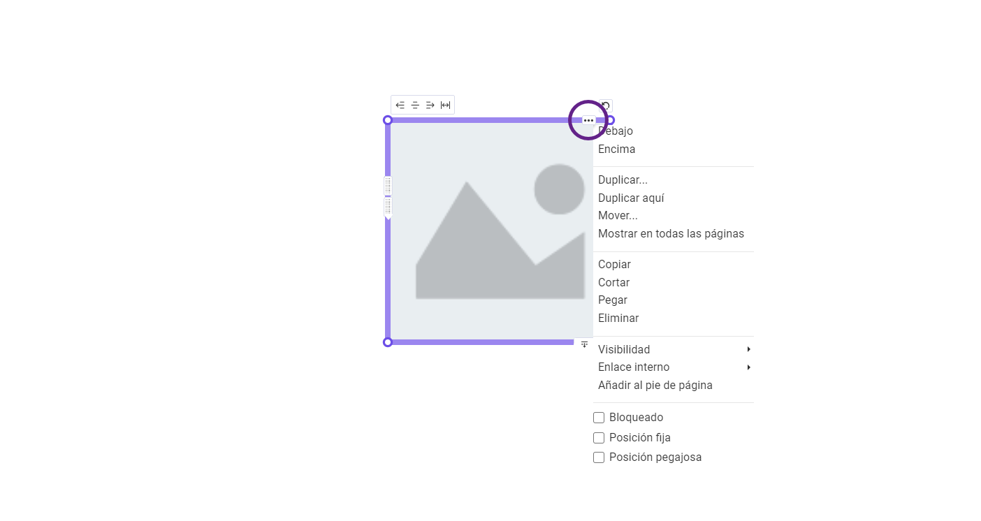 menú contextual de los módulos de sitew