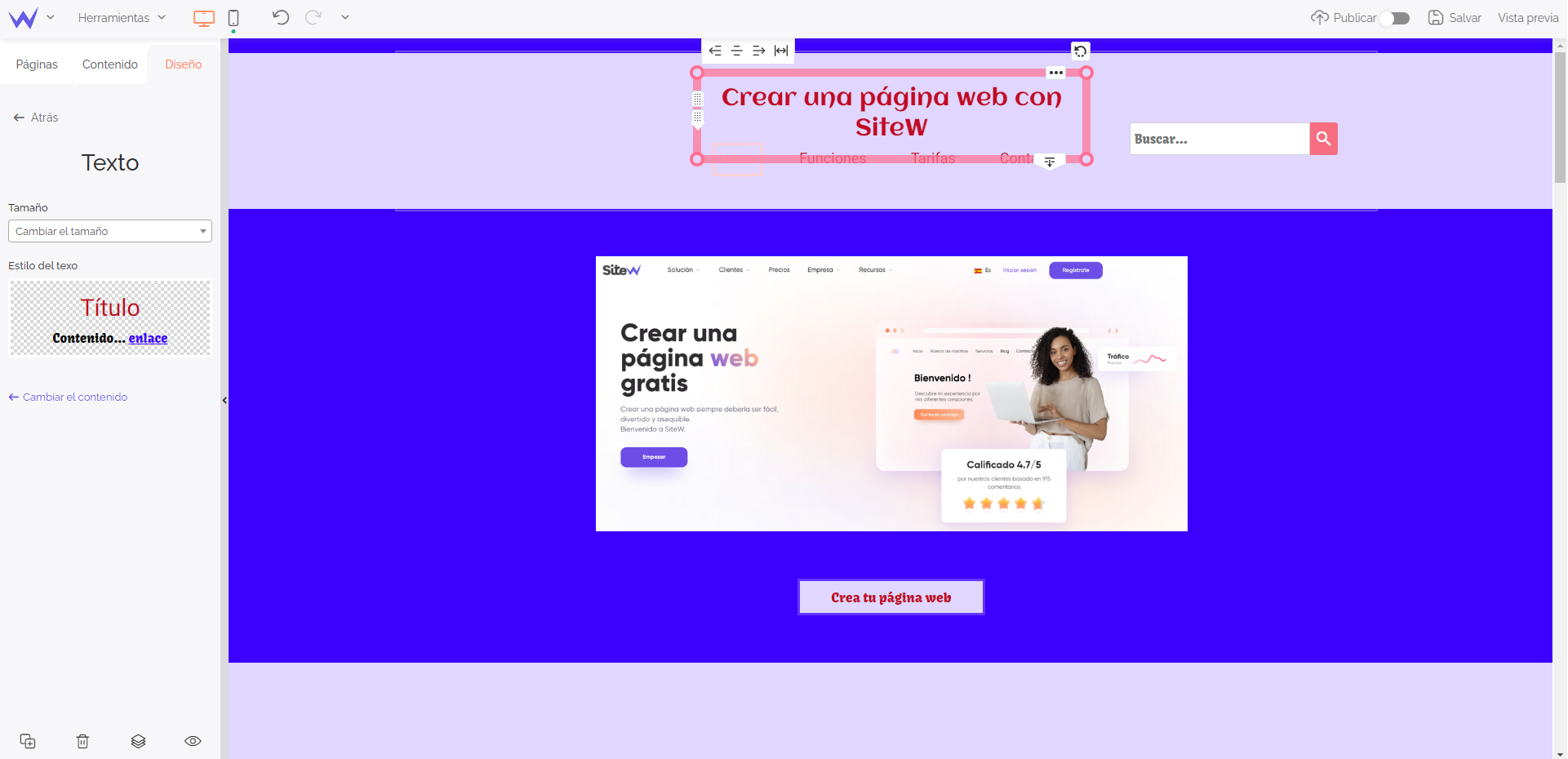 Cambio del título en un sitio web