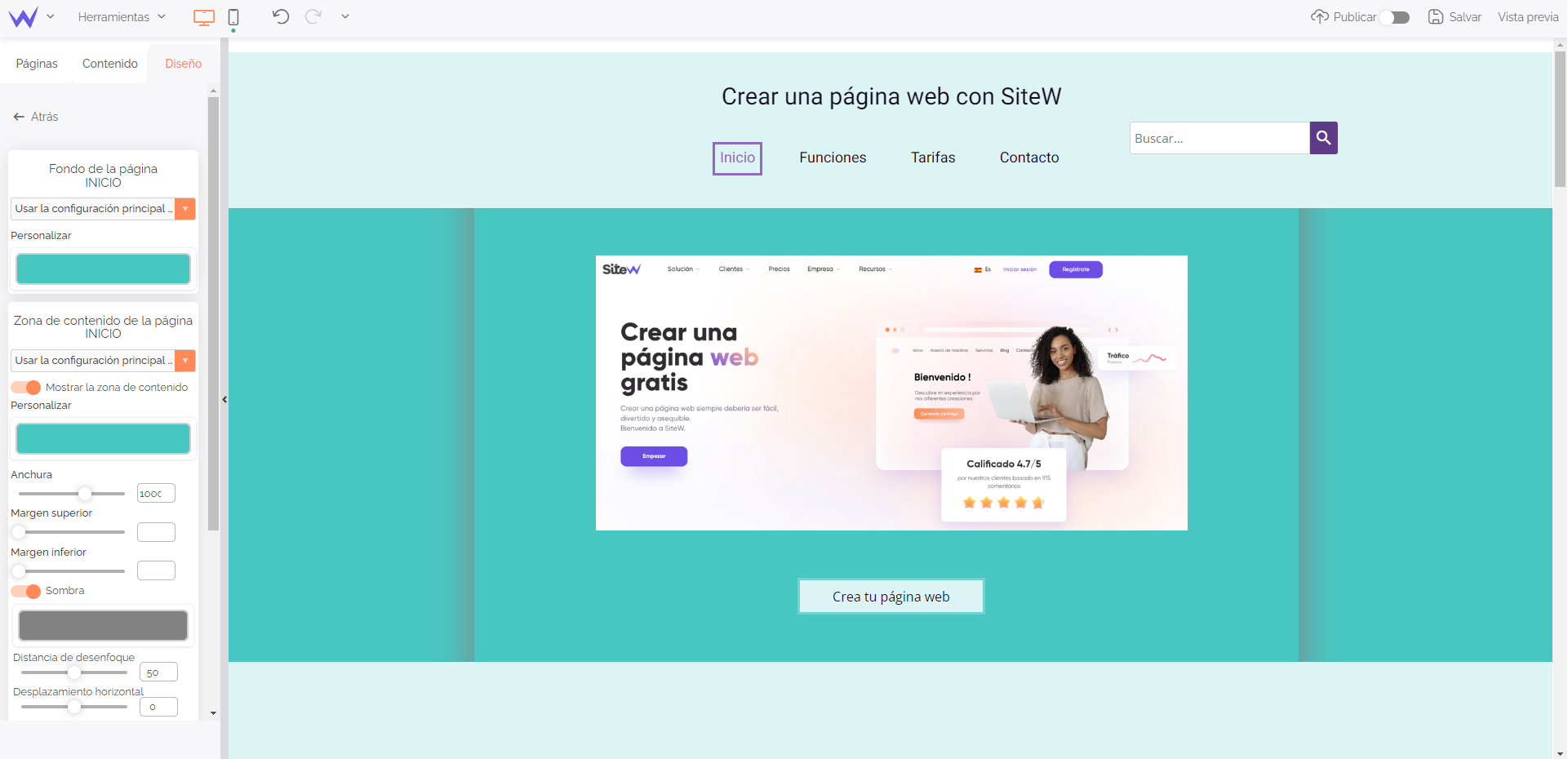 Configurar el fondo de un sitio web