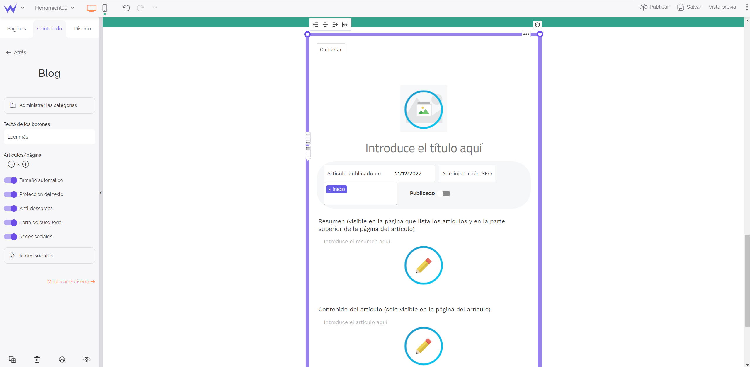 módulo de blog de sitew