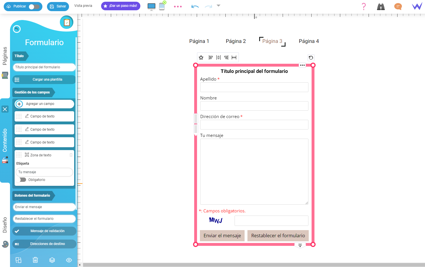 módulo de formulario de sitew