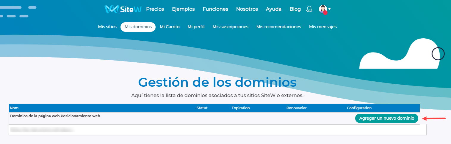 registrar un dominio con SiteW