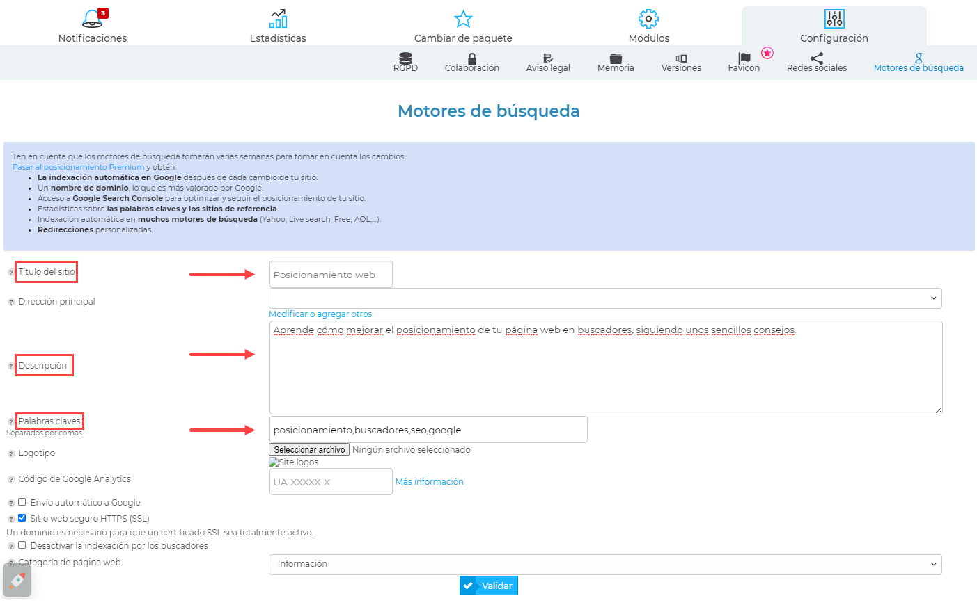 optimización web