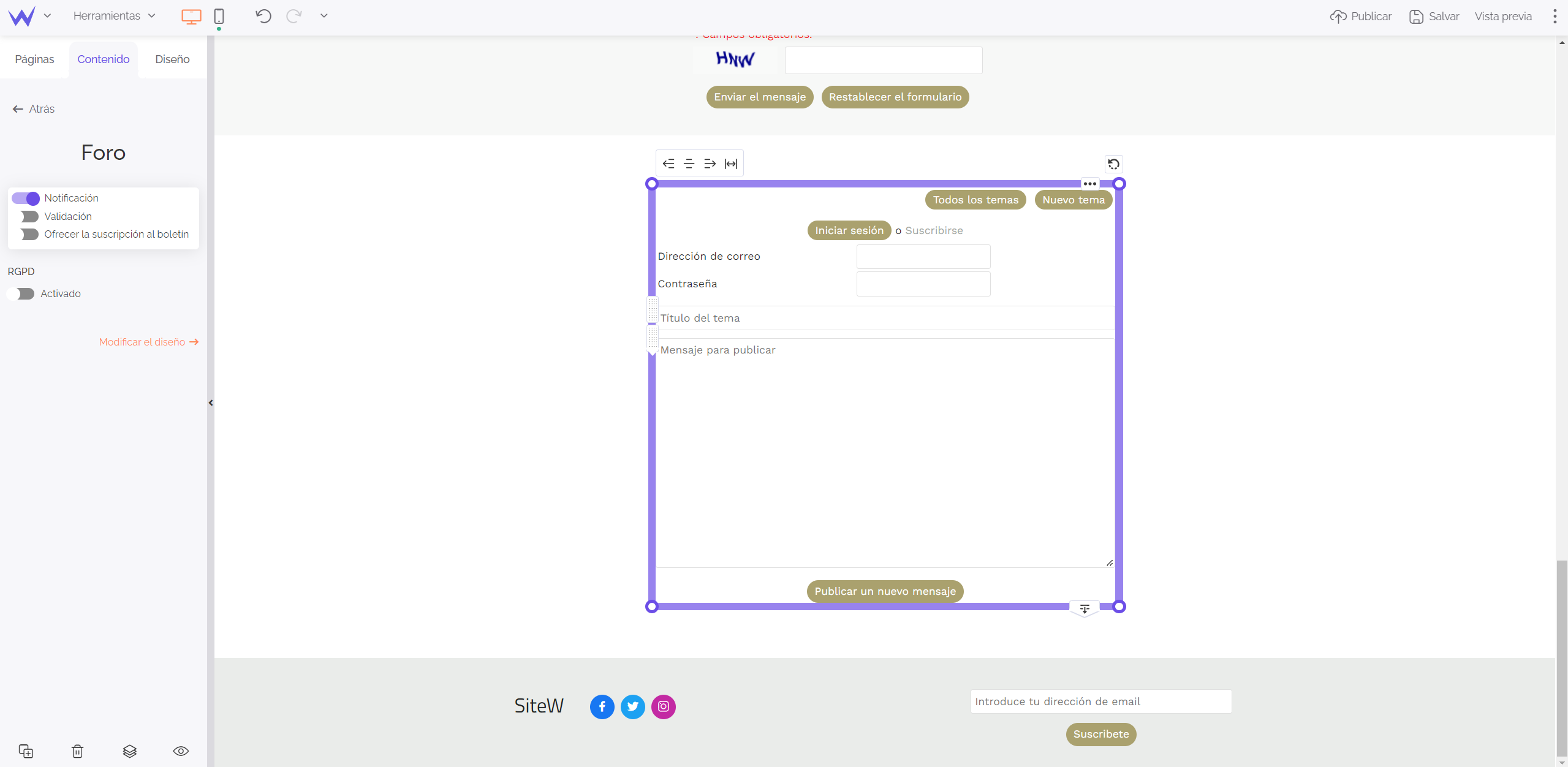 módulo de foro de sitew