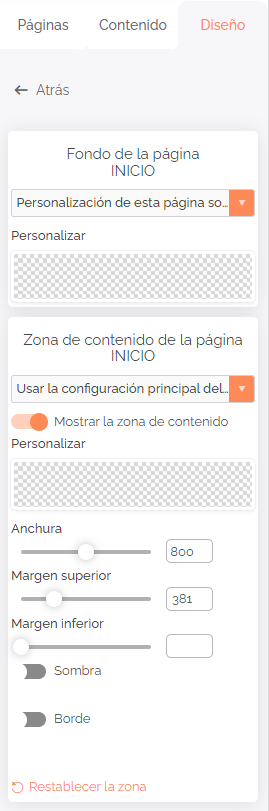 personalización del fondo del sitio web