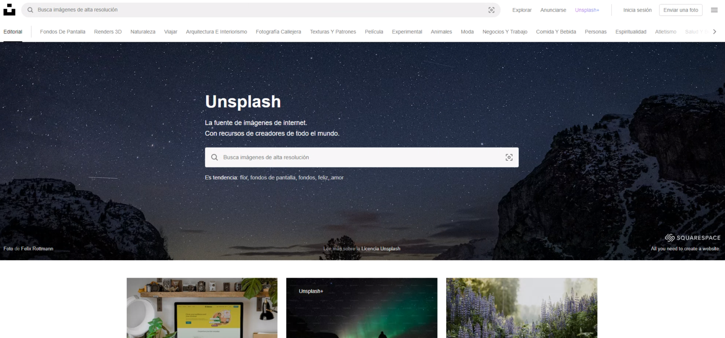 Buscadores aparte de Google: Unsplash