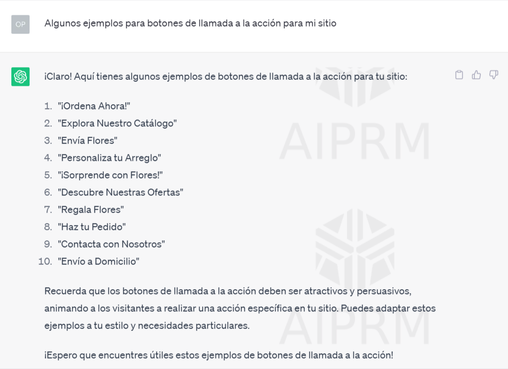 Botones de llamada a la acción propuestos por la inteligencia artificial