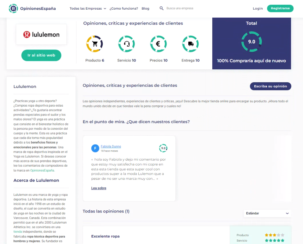 Opiniones de los clientes de la marca Lululemon