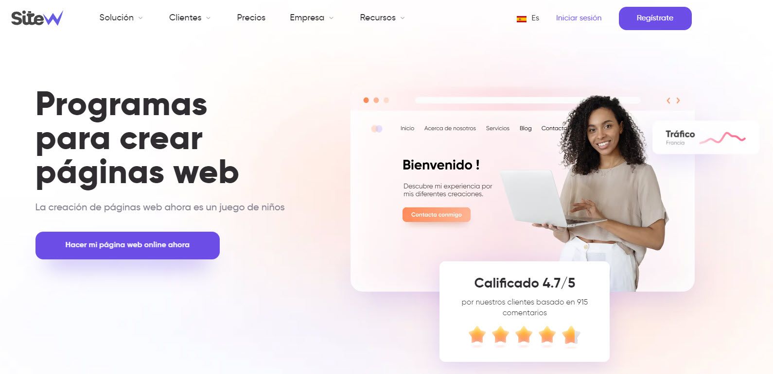 crear una página web con sitew