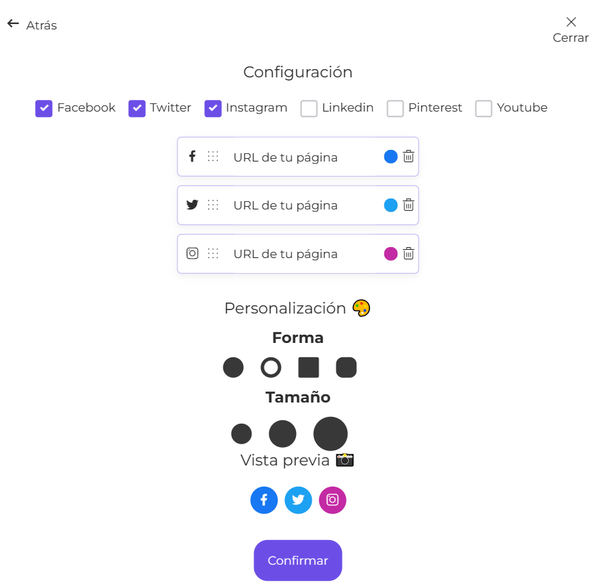 Elementos de un sitio web de bienestar: Módulo Social de SiteW