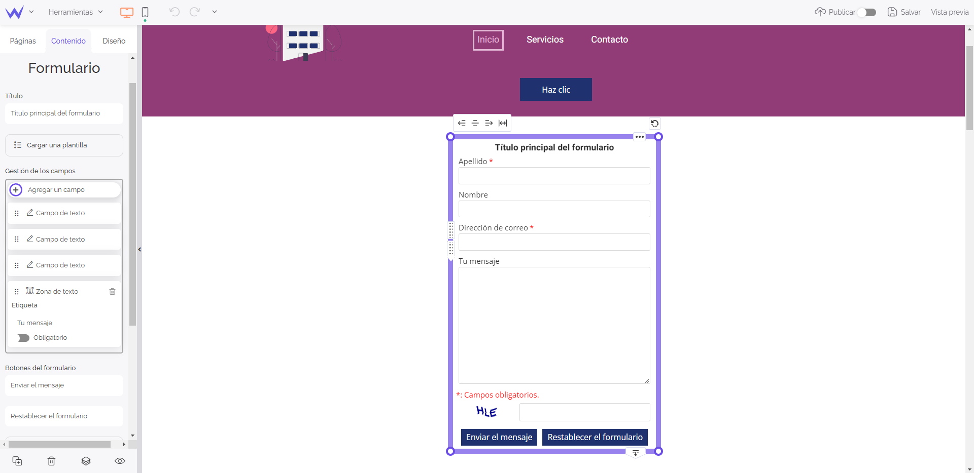 Hacer sitio web para municipio: Módulo de Formulario de SiteW