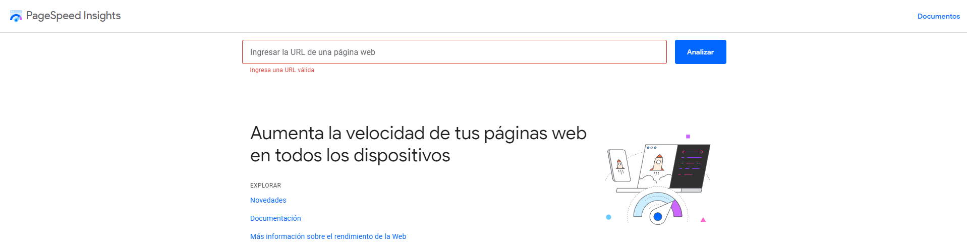 Herramientas para medir velocidad de una página web: Google PageSpeed Insights