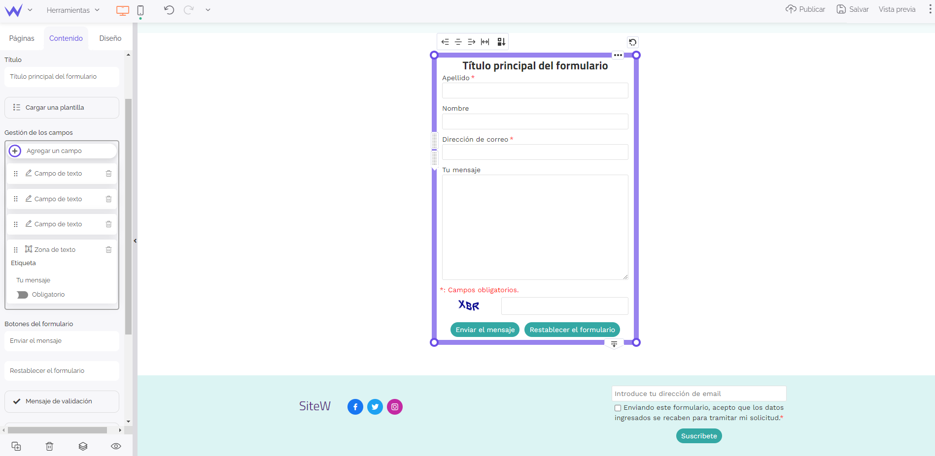 Módulo de Formulario de SiteW