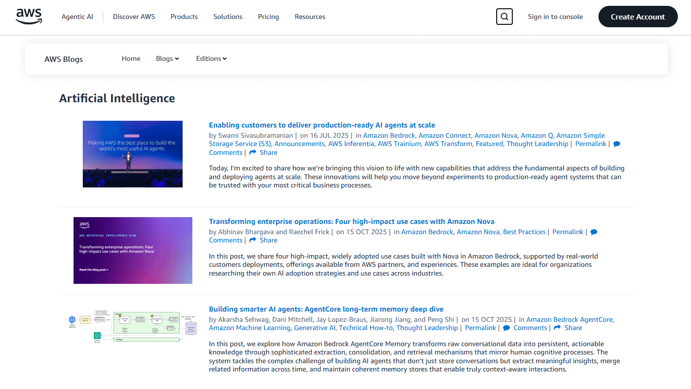 Actualités IA d'Amazon AWS Machine Learning, blog Ia d'Amazon