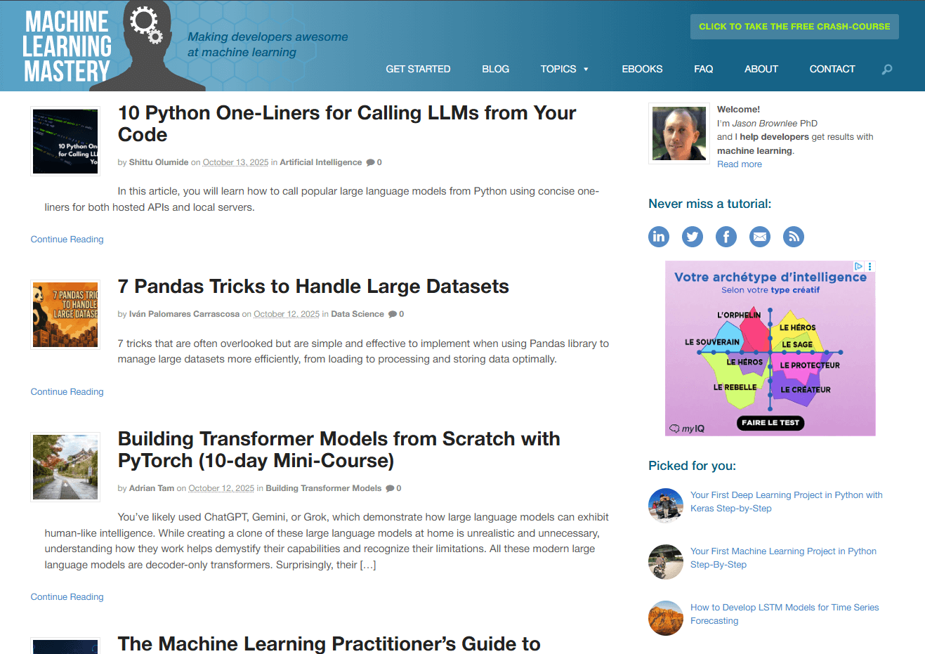 blog éducatif sur l'IA Machine learning mastery, blog éducatif sur l'apprentissage automatique