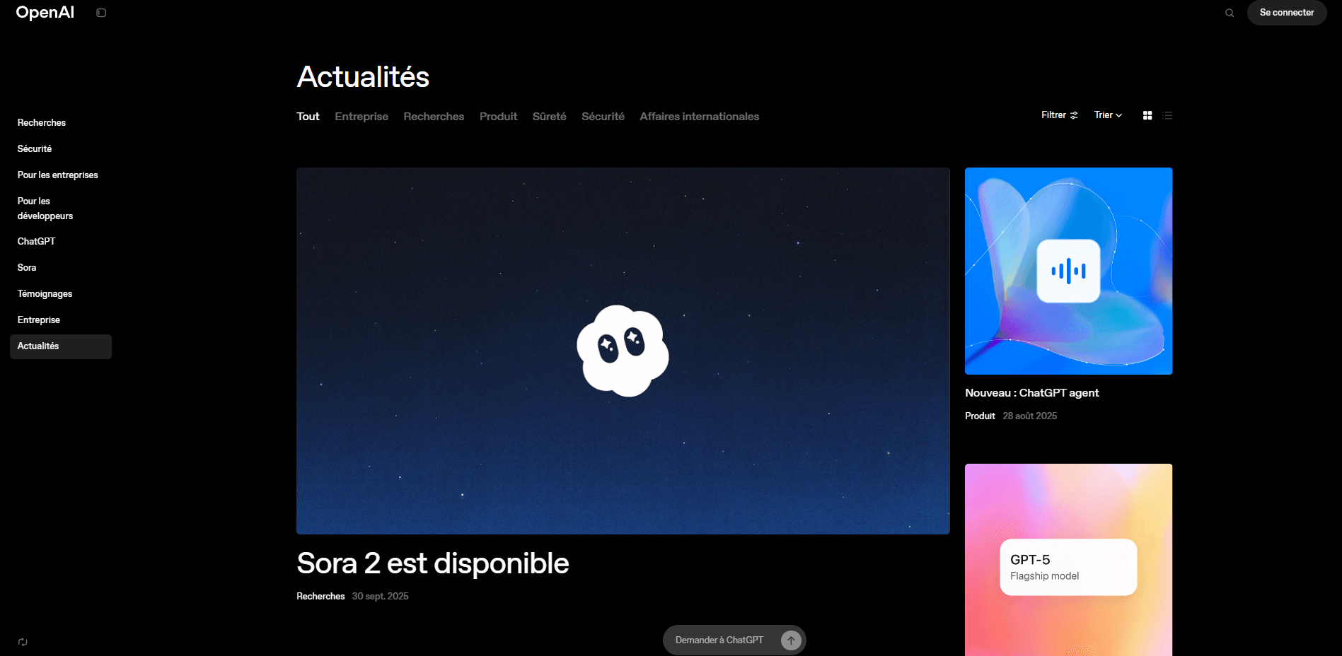 blog sur l'actualité de l'entreprise OpenAI blog de l'entreprise OpenAI