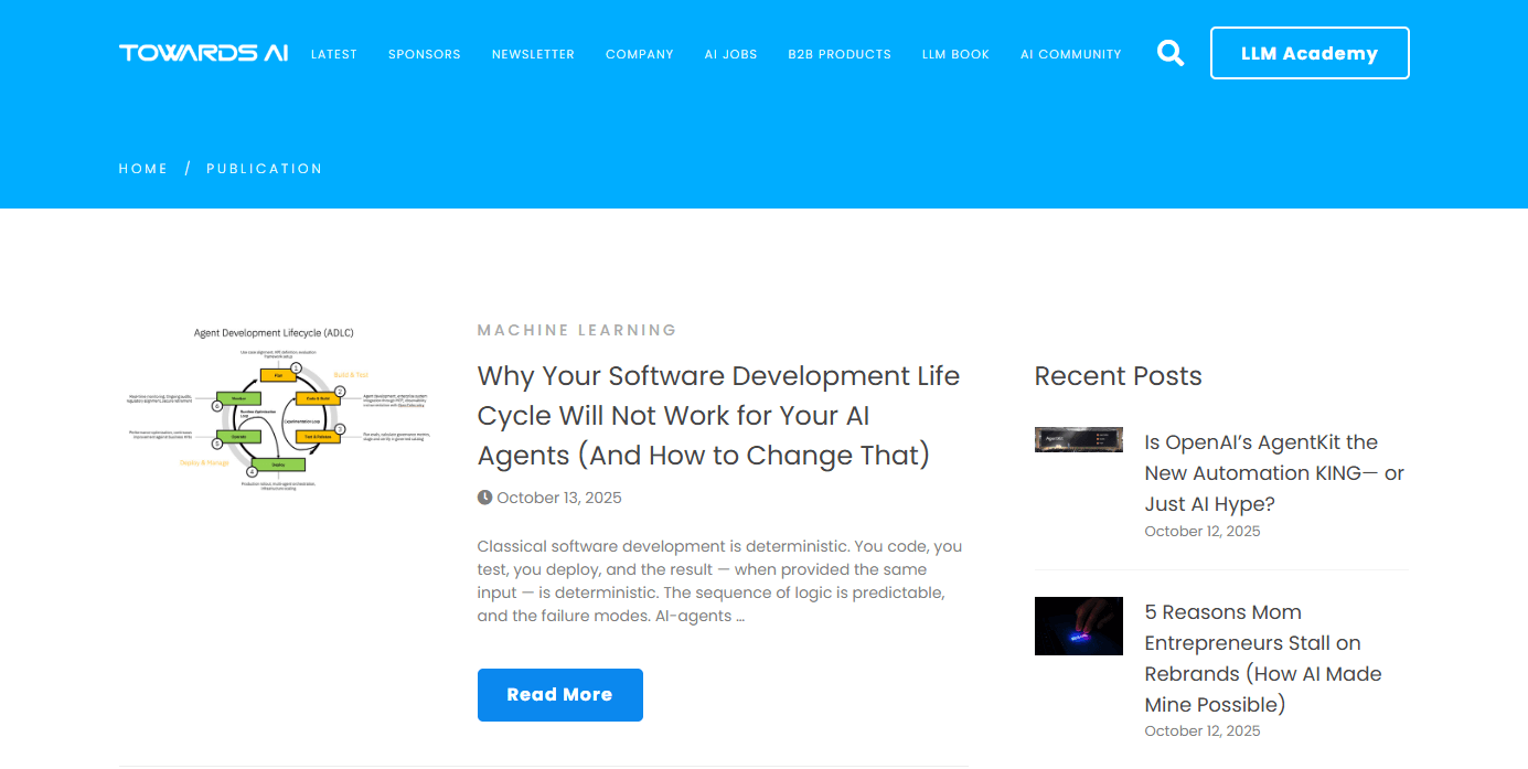 Towards AI, blog pour les développeurs sur l'IA Towards AI, blog technique sur l'intelligence artificielle