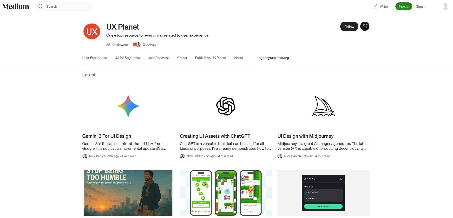 blog Medium UX design UX Planet