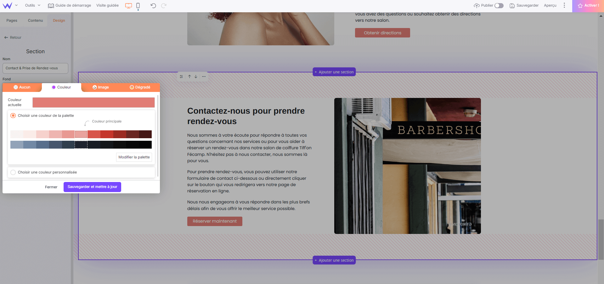 Personnaliser son site IA sur SiteW