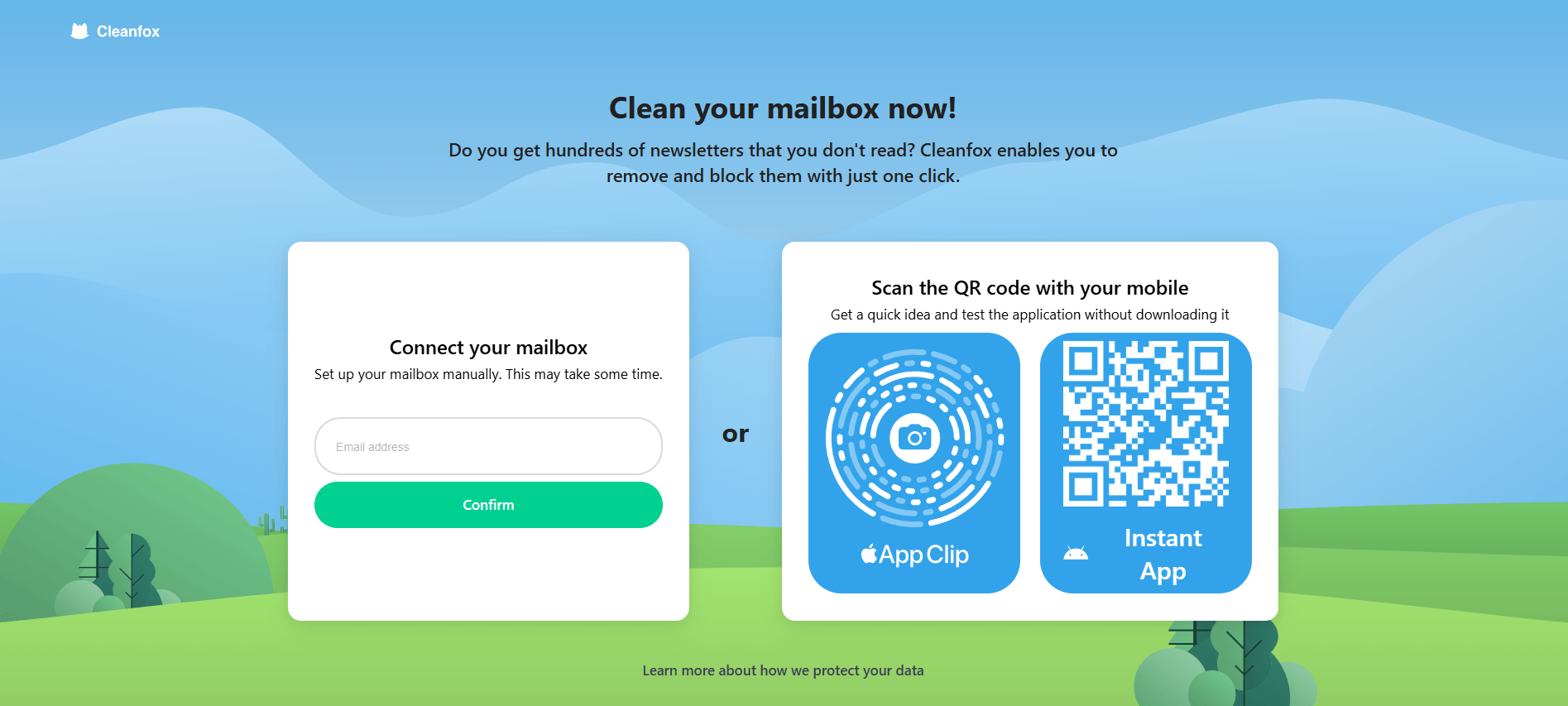 Cleanfox hompage Cleanfox