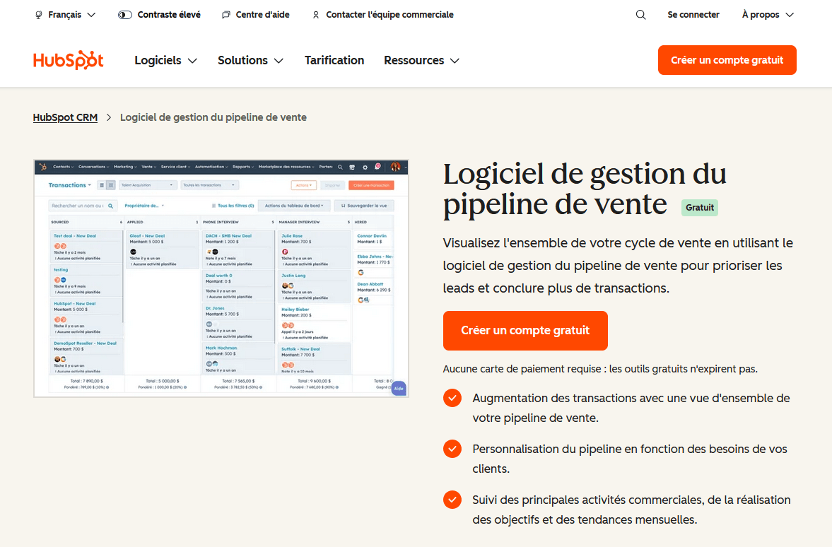 outil pipeline HubSpot 