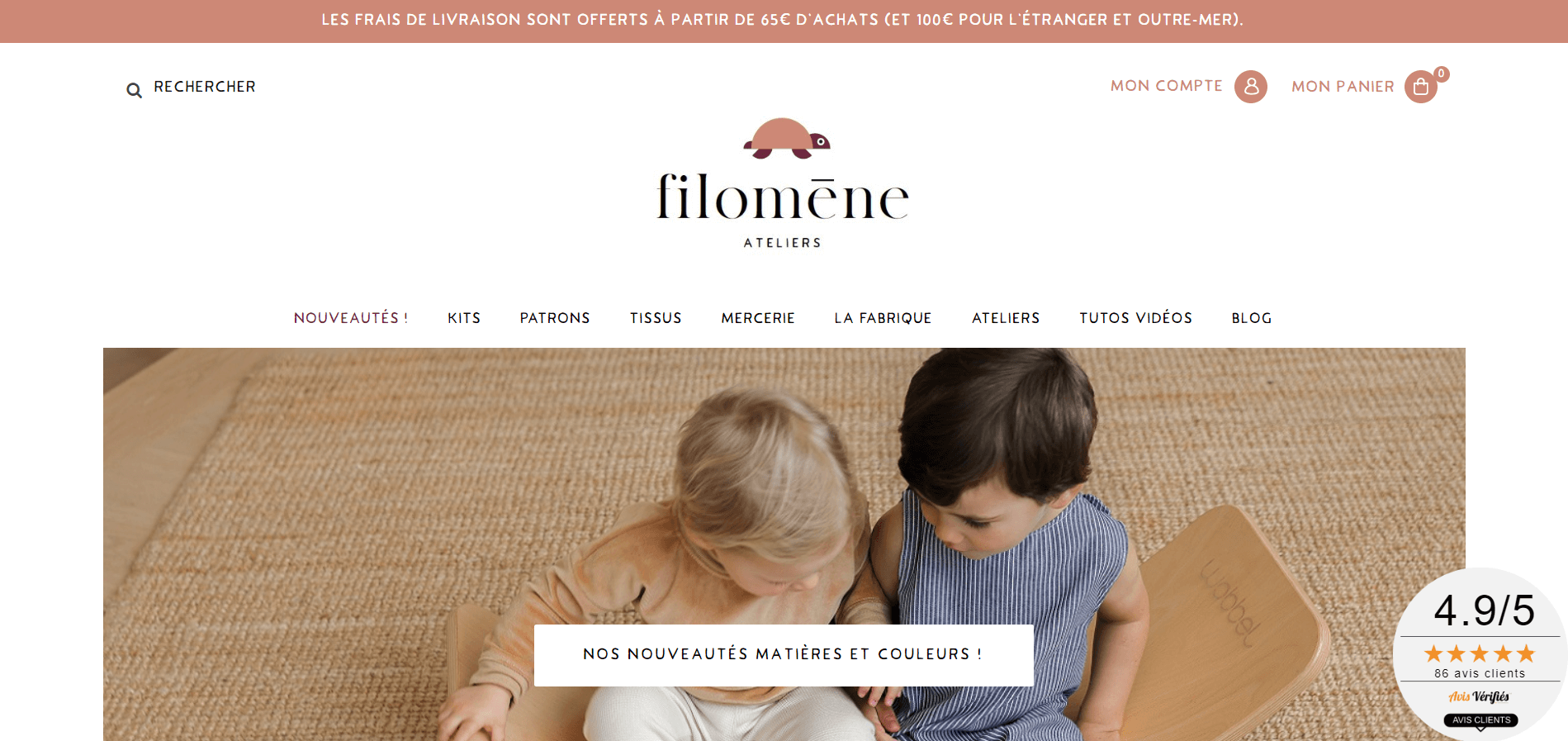 Exemple de boutique créée avec PrestaShop : Filomène Ateliers