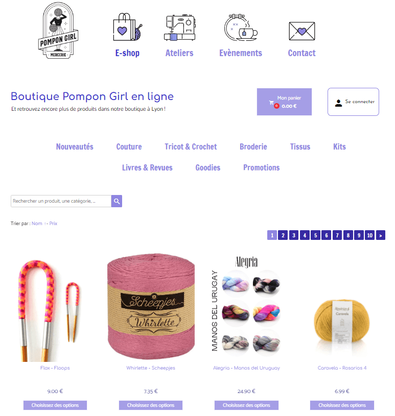 Exemple de boutique créée avec SiteW : Pompon Girl