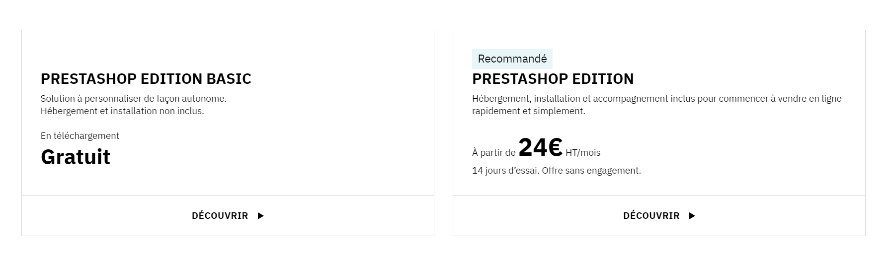 Tarifs Prestashop