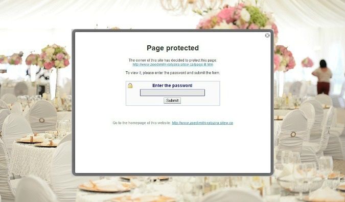 Protect your wedding website pages with a password