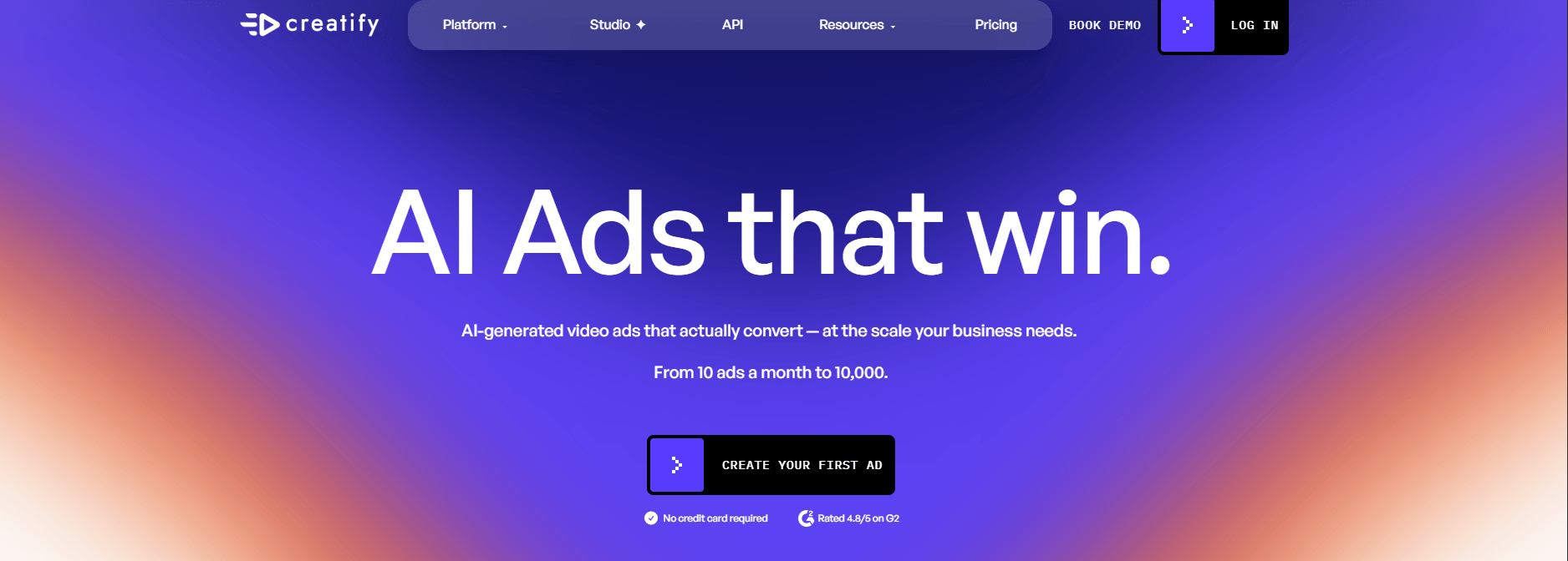Creatify homepage Creatify