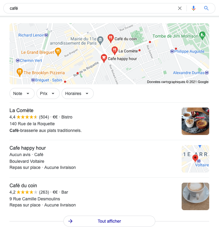 Google my business fiche