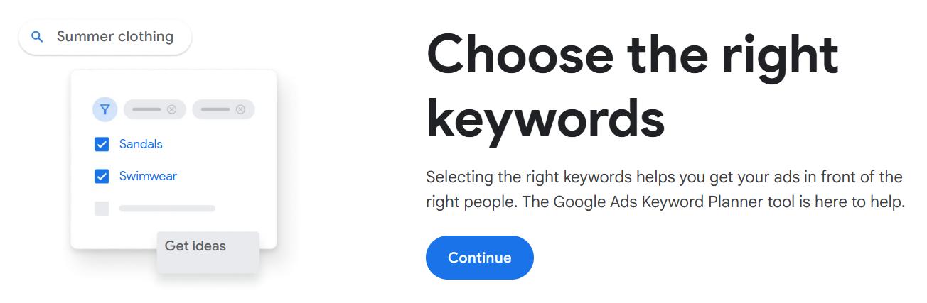 Choose keywords with Google Ads