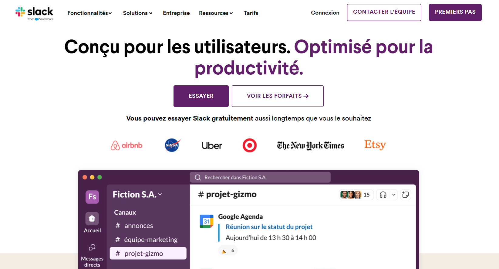 Accueil Slack 