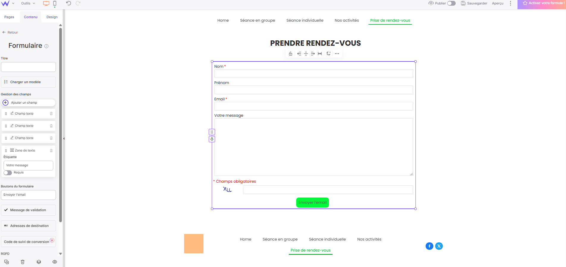 formulaire personnalisé formulaire de contact