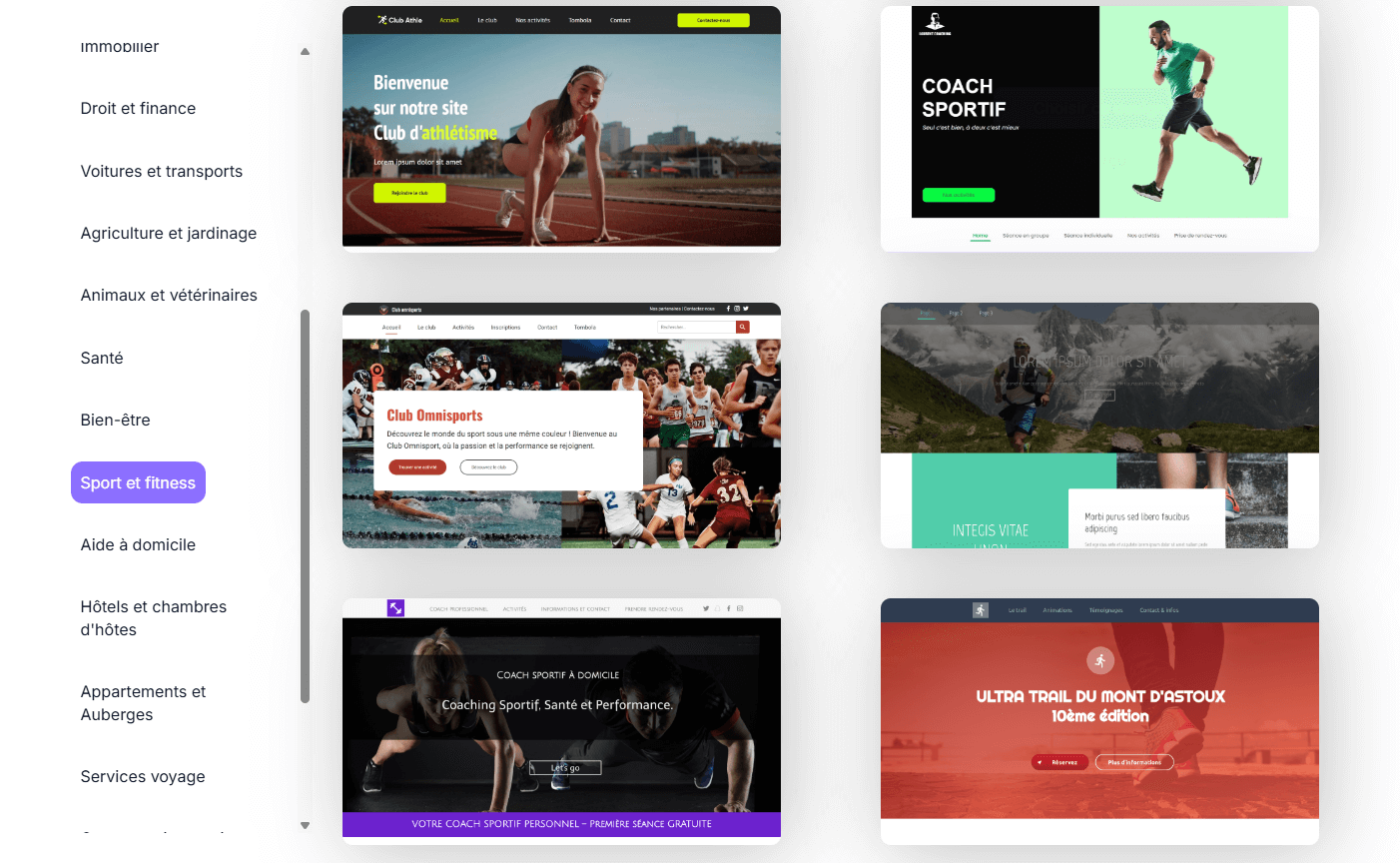 modèles de site de coach sportif templates de site de coach personnel