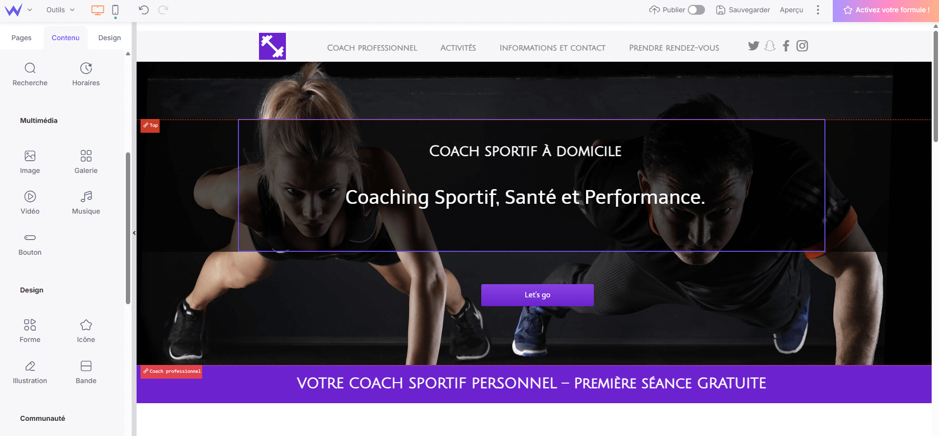 website builder SiteW Utiliser un website builder pour créer un site de coach