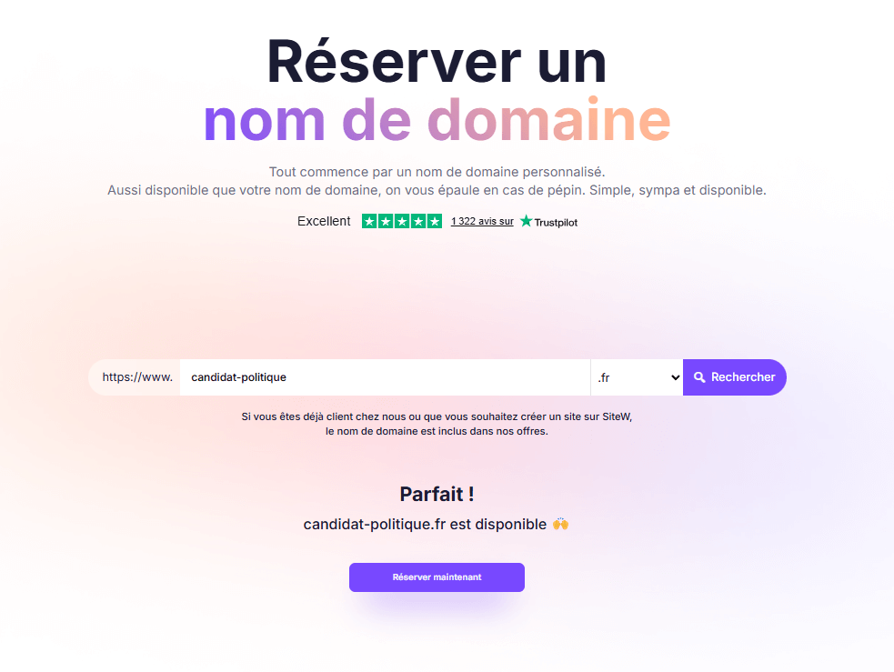 nom de domaine site web campagne politique