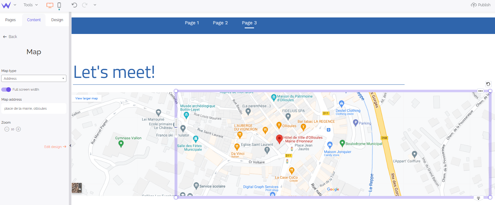 add a map to your website Map block